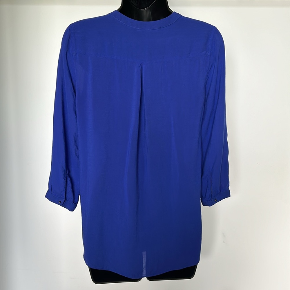 ZARA Basics Royal Blue Flowy V-Neck Tunic Blouse Women’s XS - Picture 4 of 12